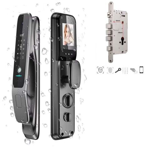 Cerradura inteligente para el hogar con reconocimiento facial 3D, resistente al agua IP67, batería de 4200 mAh y timbre wifi Graffiti, MOORLE.