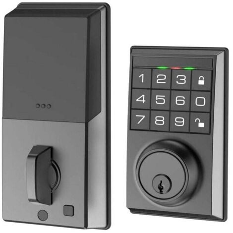 XVX Cerradura inteligente para puerta de entrada: cerradura sin llave con teclado, cerrojos electrónicos, cerradura automática, función silenciosa, indicador de batería baja.