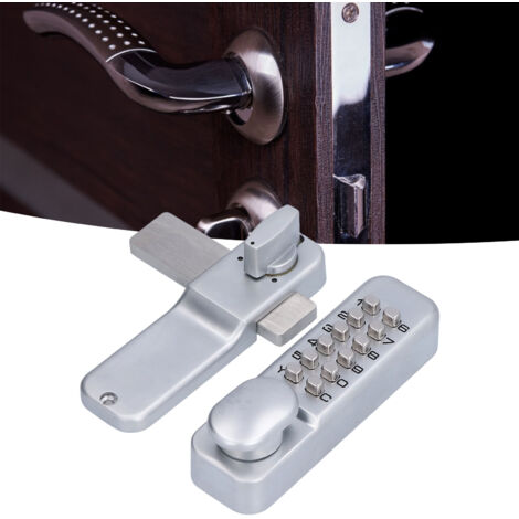 Cerradura mecánica con código – Cerradura antirrobo sin pilas para puertas dobles (madera, cristal) – Aleación de zinc – 1288 g – Kit de montaje completo