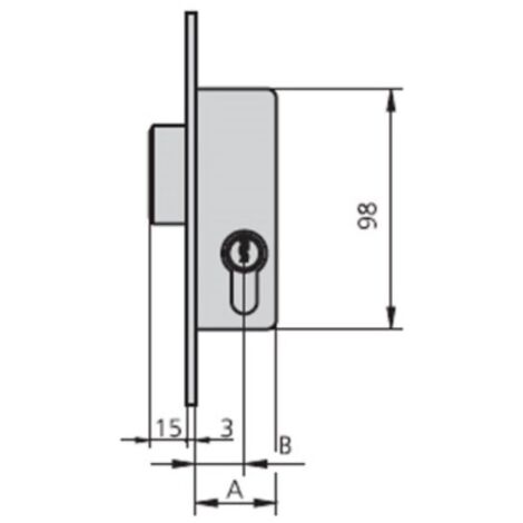 Cerradura met.emb. 25x20mm 1983a20/0 niq s/pal cvl
