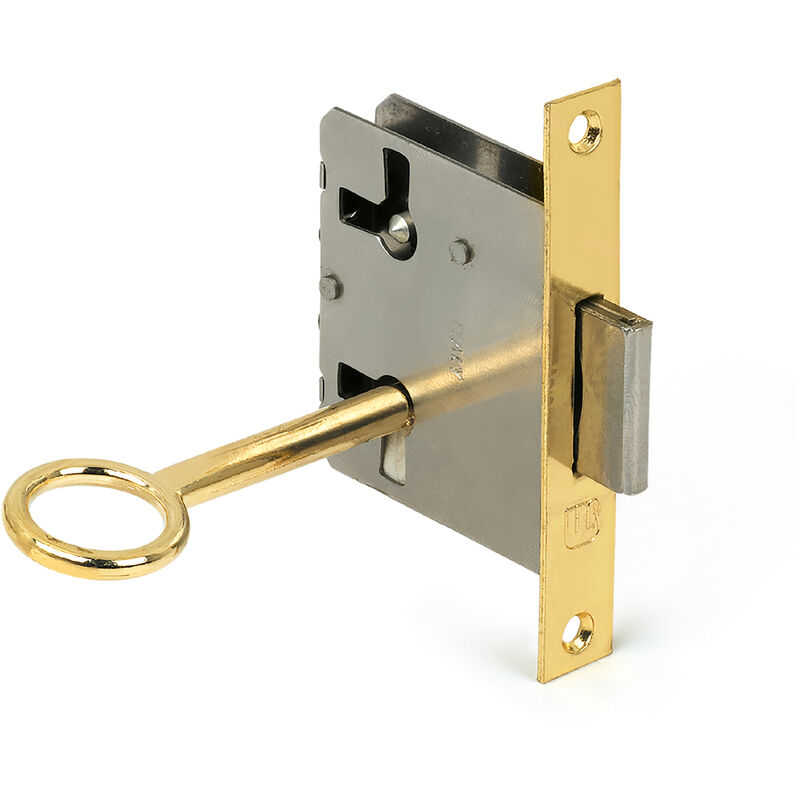 

Cerradura de Embutir con Llave para Muebles y Armarios | Fabricado en Acero | Acabado en Latonado | Medidas 134*92*80 mm | Sistema de Fijación