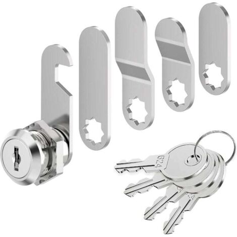 Cerradura para buzón KZQ, 4 llaves, incluye 5 placas de impacto diferentes, cerradura para buzón de 16 mm, cerradura de leva para buzones y puertas de armarios.