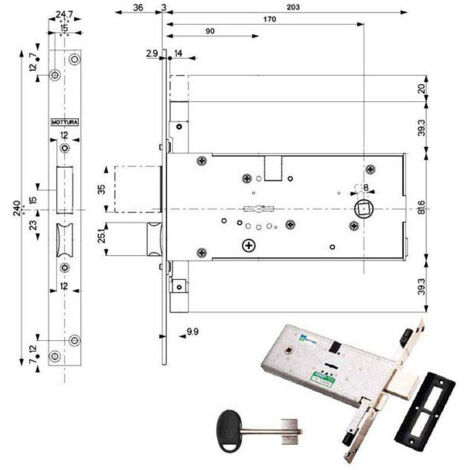 Cerradura para insertar bandas All 41823/90 Mottura