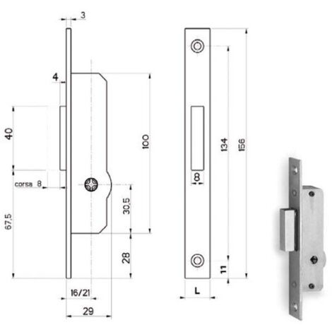 Cerradura para montantes Inf. F16 y E16 Ka 90334 Fiam