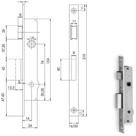 Cerradura para montantes internos F16 y E16 90131 Fiam