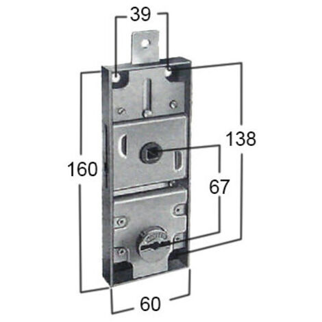 Cerradura para puerta basculante con llave – Modelo 8651 con cilindro con forma – Prefer