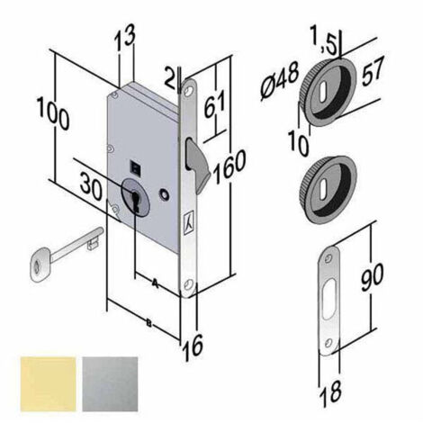 Cerradura para puertas de madera correderas E50 Cs Boc Gb