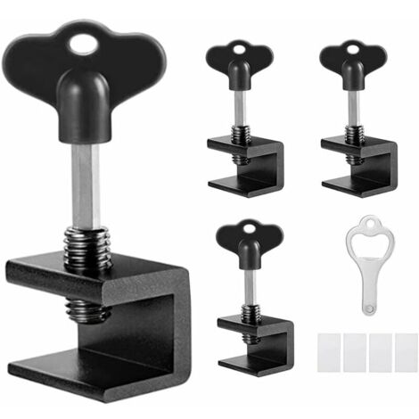 Cerradura para ventana corrediza YMYNY de 4 piezas, cerradura para ventana corrediza de aluminio, cerradura ajustable para puerta corrediza.