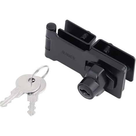 Cerradura para vitrina de cristal sin punzonado, cerradura de doble puerta, negra, llave abierta