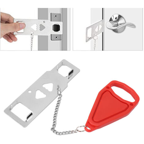 Cerradura portátil para puertas de viaje – Sistema de protección antirrobo temporal con estuche de transporte negro, fabricado en acero inoxidable y PP, rojo, 121 g – Para hogares, hoteles y seguridad