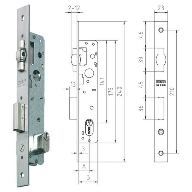 

mcm cerradura embutir metalica 1551-21 18 inox cilind.oval 26x26 - Mibricotienda