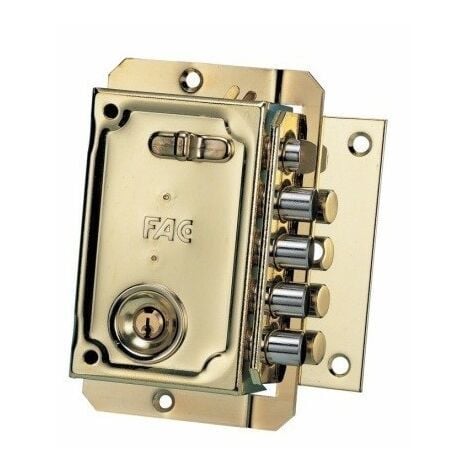 Cerradura Seguridad Sobreponer  144X90Mm 11005 Dorado Picaporte/4Pasadores Derecha Fac