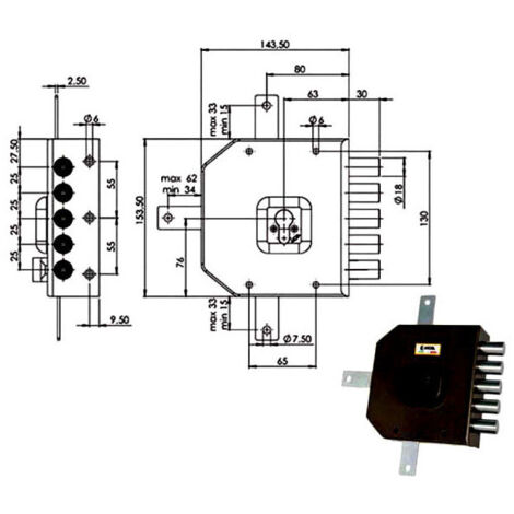 Cerradura Sic.Quíntupl.Sx Cil. G455 Moia
