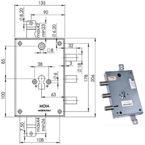 Cerradura Sic.Triple Cil. E63 Ad663/560 Moia