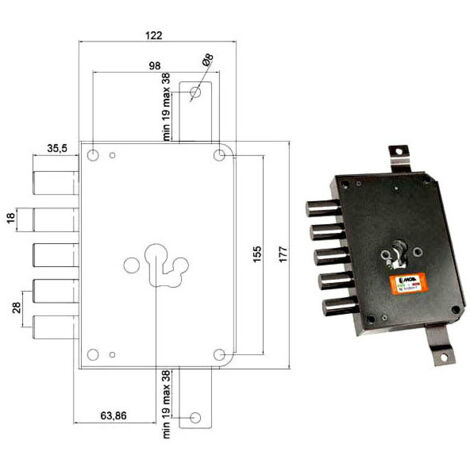 Cerradura Sic.Triple Cil. E63 Rce663/280 Moia