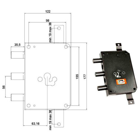Cerradura Sic.Triple Cil. E63 Rce663/560 Moia