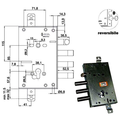 Cerradura Sic.Triple Cil. E63 Rci664+21/380 Moia