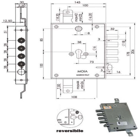 Cerradura Sic.Triple Cil. E73 664/281 Moia
