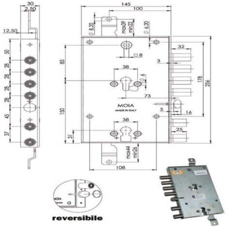 Cerradura Sic.Triple Cil. E73 6654/281 Moia