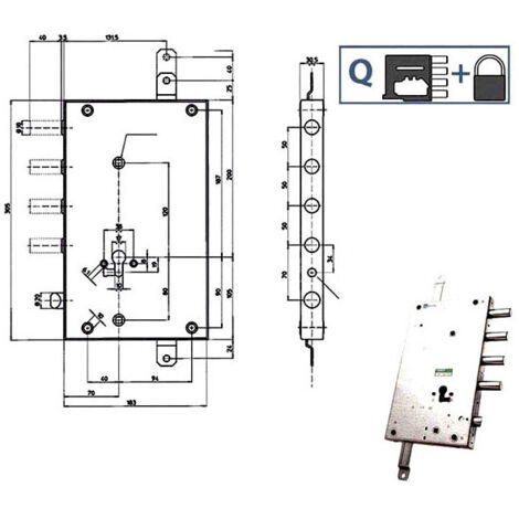 Cerradura Sic.Triple Derecha Scr 70 85461 Mottura