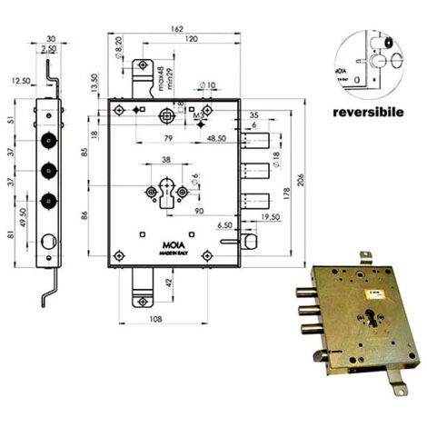 Cerradura Sic.Triple Dx Cil.E89 Rmga664/373 Moia