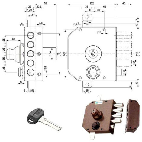 Cerradura Sic.Triple Izquierda Bomba 30632 Mottura