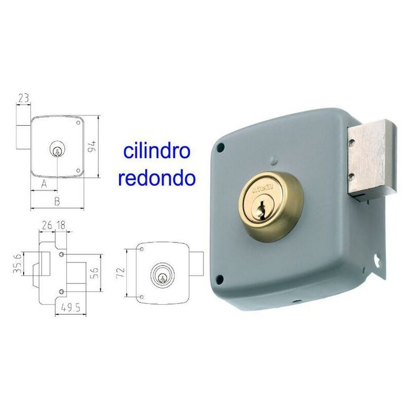 

mcm cerradura sobreponer 2524pr-100-izqda pintado cilindro redon - Mibricotienda