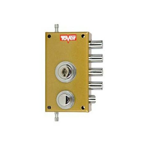 CERRADURA SOBREPONER CON VARILLAS GOLPE Y LLAVE 40/D ESMALTADA ORO - 900P