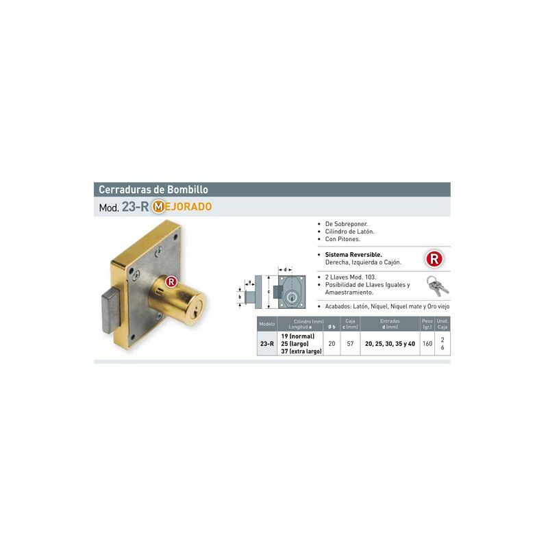 

Urko - CERRADURA SOBREPONER MUEBLE BOMBILLO 19 MM