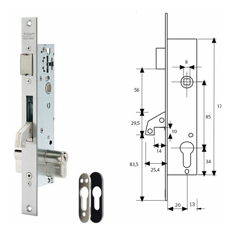 Tesa Assa Abloy - Cerradura Tesa 2240/20/3NI Con Escudo de Seguridad E190