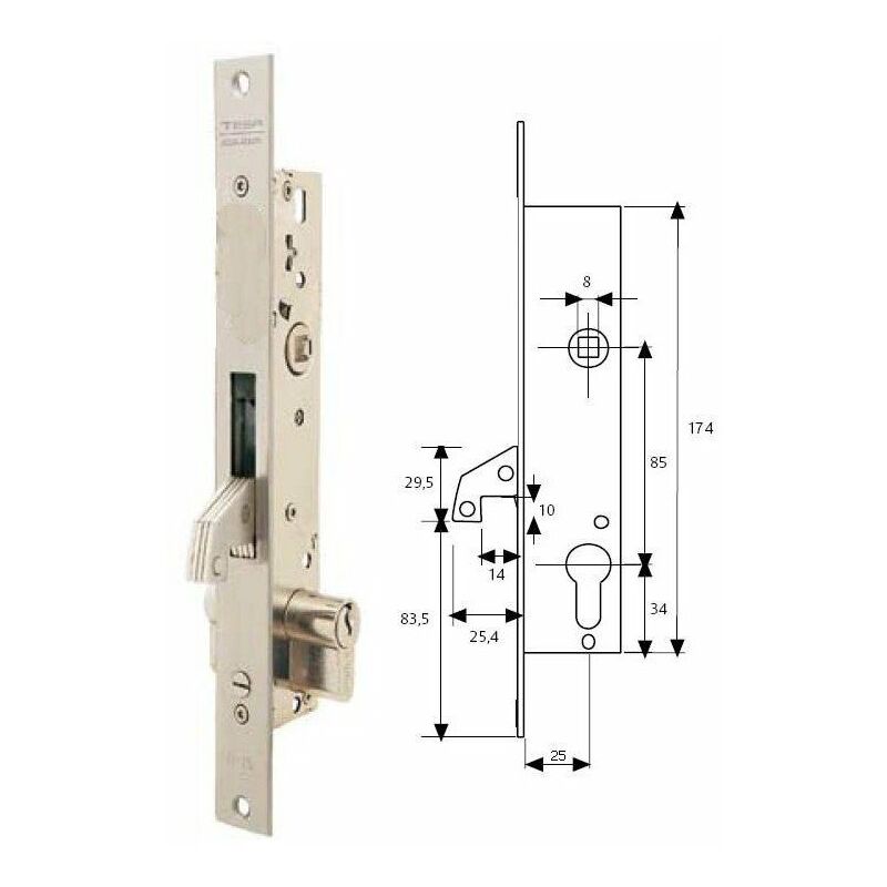 

Cerradura Tesa 2241 Sol Gancho S/Cilindro 25-30X30