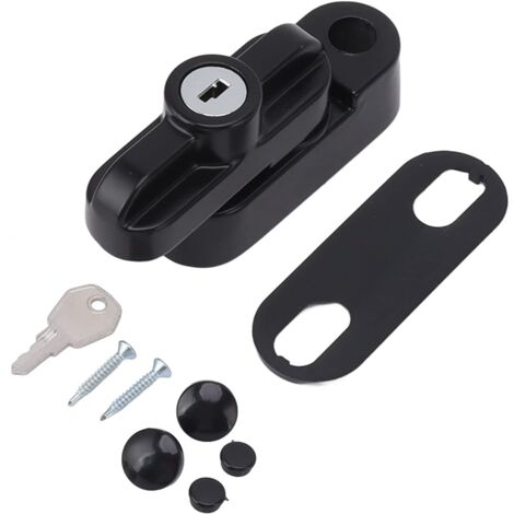 Cerradura universal para ventanas corredizas, antirrobo, para ventanas abatibles, apta para ventanas de una y dos hojas, color negro.