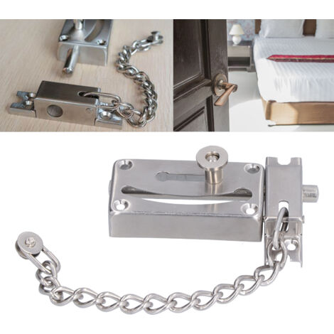 Cerraduras de cadena de acero inoxidable antirrobo para puertas, cerrojos y pasadores deslizantes con herrajes de montaje y tornillos para casas, apartamentos y hoteles.