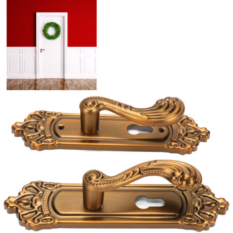 Cerraduras de estilo europeo con manilla interior silenciosa de aluminio de estilo retro, incluye 3 llaves para casa, dormitorio y baño.