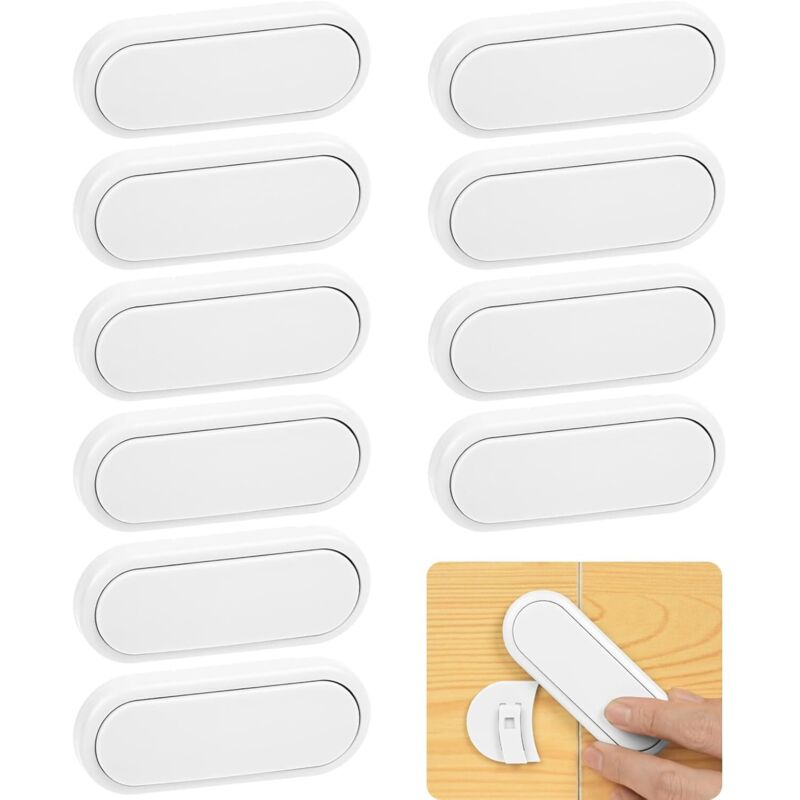 Cerraduras de seguridad para puertas infantiles, 10 piezas, cierres de seguridad para armarios, cajones, neveras, armarios, puertas e inodoros (10