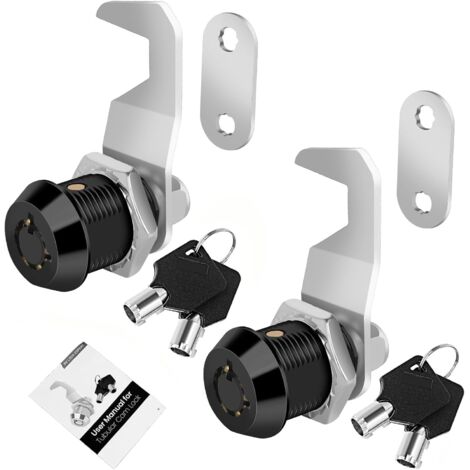 Cerraduras leva tubulares doble pieza negras 5/8 pulgadas, lengüeta para muebles autocaravana caja herramientas, doble tirador, apertura 42 piezas + gancho 55mm