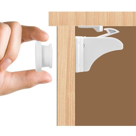 Cerraduras para armarios y cajones a prueba de niños (10 cerraduras + 2 llaves), cerradura magnética para armarios para niños y bebés, no requiere taladros ni tornillos, color blanco