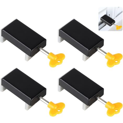 cerraduras para ventanas corredizas, cerradura ajustable para ventanas, cerradura de seguridad para niños con llave, tope para ventanas corredizas, color negro.
