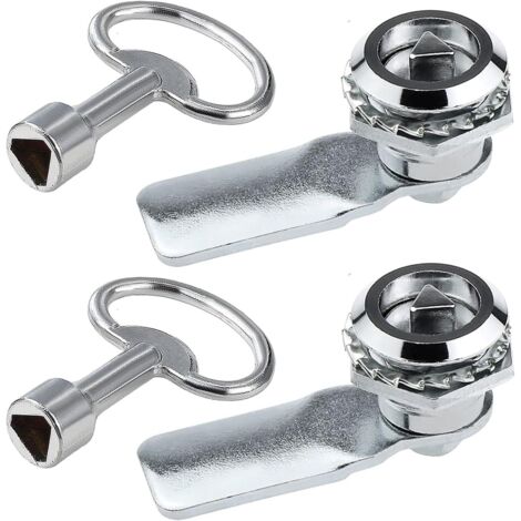 Cerraduras triangulares para cajas de medidores de electricidad y gas con llave triangular para gabinete de levas, cerradura triangular para buzón, cerradura de puerta de metro (Plata - 2 piezas)