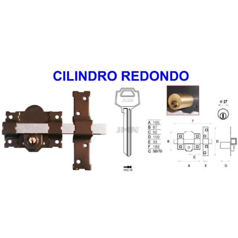Cerrojo AVL 8101 CS-182LL105 P Redondo 70 mm 3 Llaves 2 Lados