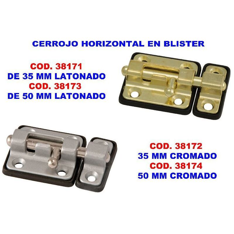 

cerrojo horizontal 35 mm latonado en blister s-716 - Mibricotienda