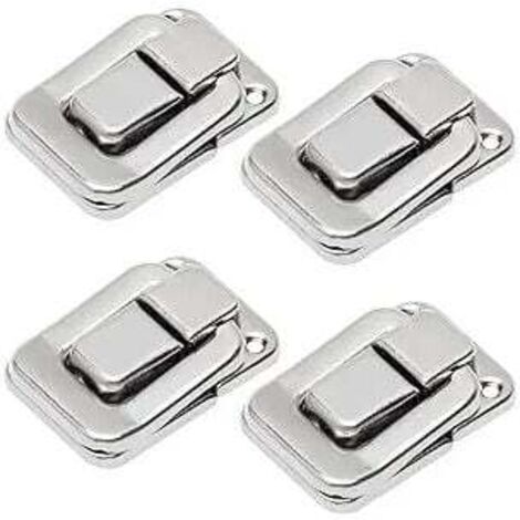 Cerrojos KZQ (48 mm x 33 mm), 4 piezas, cerrojos de hierro – para armarios, cajas, maletas, color plata