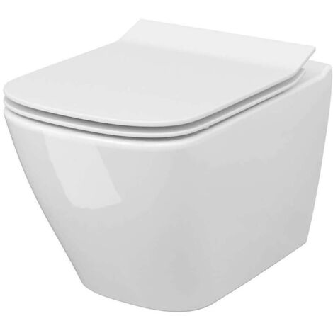 Cersanit City - Inodoro suspendido con asiento SoftClose, CleanOn, blanco S701-405