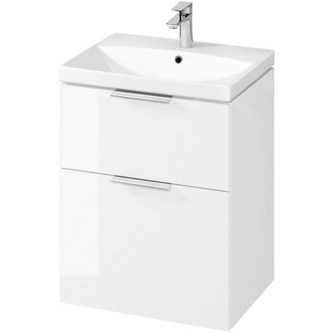 Cersanit City - Meuble avec lavabo, 74x59x45 cm, 2 tiroirs, blanc S801-422