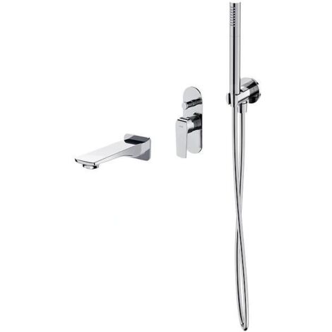 Cersanit City - Mitigeur de baignoire encastré, installation à trous, avec corps, avec accessoires, chrome S952-036