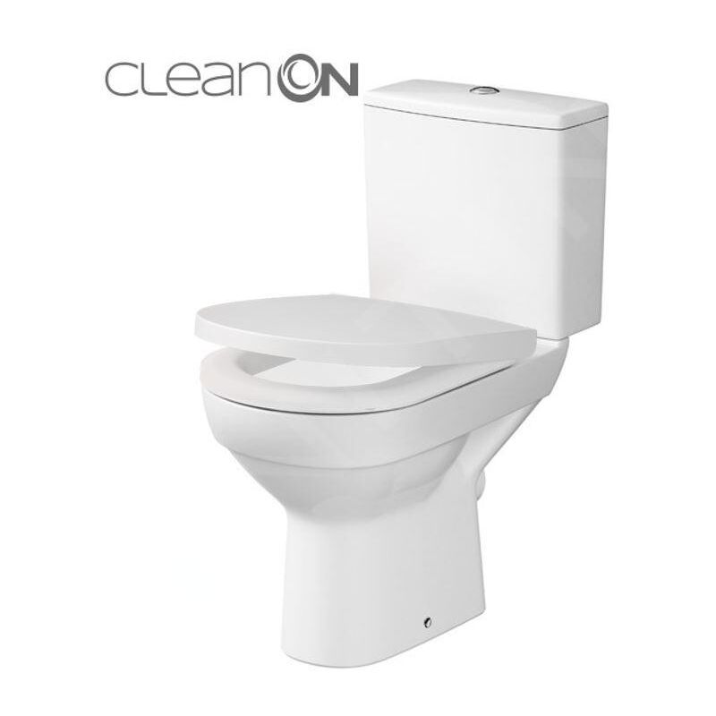 City - wc à poser avec abattant SoftClose, sortie par arrière, remplissage latéral, CleanOn, blanc K35-035 - Cersanit