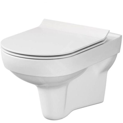 Cersanit City - WC suspendu avec abattant SoftClose, CleanOn, blanc K701-143
