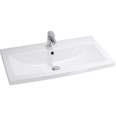 Cersanit Como - Waschbecken 80x45 cm, mit Überlauf, Hahnloch, weiß K32-004-BOX
