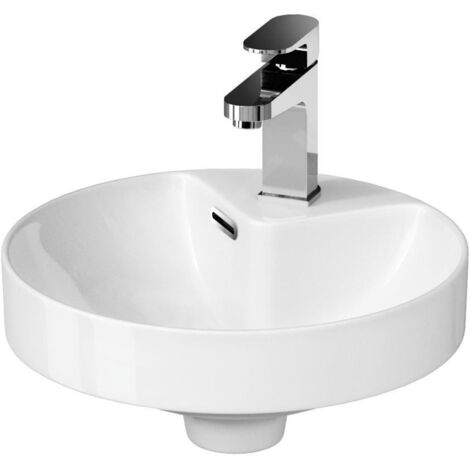 Cersanit Crea - Lavabo, diamètre 38 cm, avec trop-plein, trou pour robinetterie, blanc K114-002