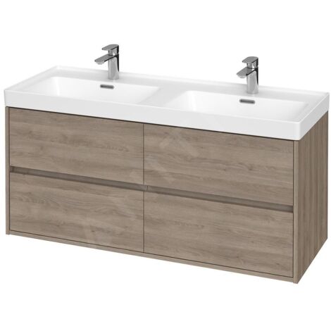 Cersanit Crea - Meuble avec lavabo, 53x119x45 cm, 4 tiroirs, chêne S801-325